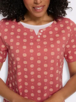 Jerseykleid mit einfarbigem Einsatz am Ausschnitt
