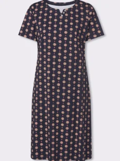 Jerseykleid mit einfarbigem Einsatz am Ausschnitt