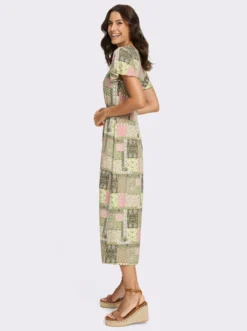 Jerseykleid mit gesmoktem Taillenband hinten