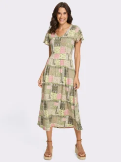 Jerseykleid mit gesmoktem Taillenband hinten