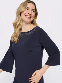 Jerseykleid mit Glitzersteinchen-Verzierung