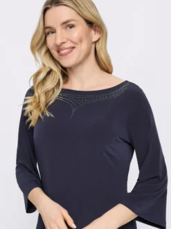 Jerseykleid mit Glitzersteinchen-Verzierung