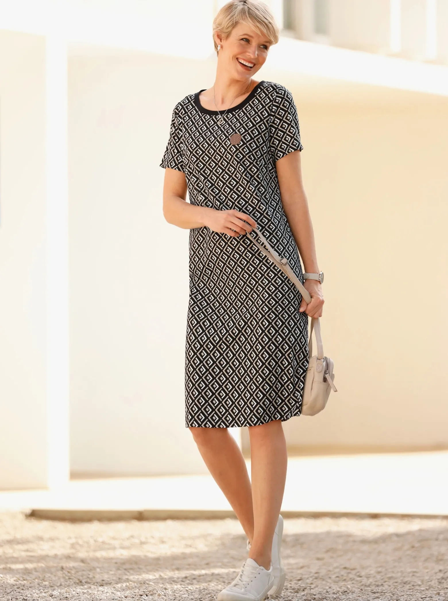 Jerseykleid mit Grafik-Dessin