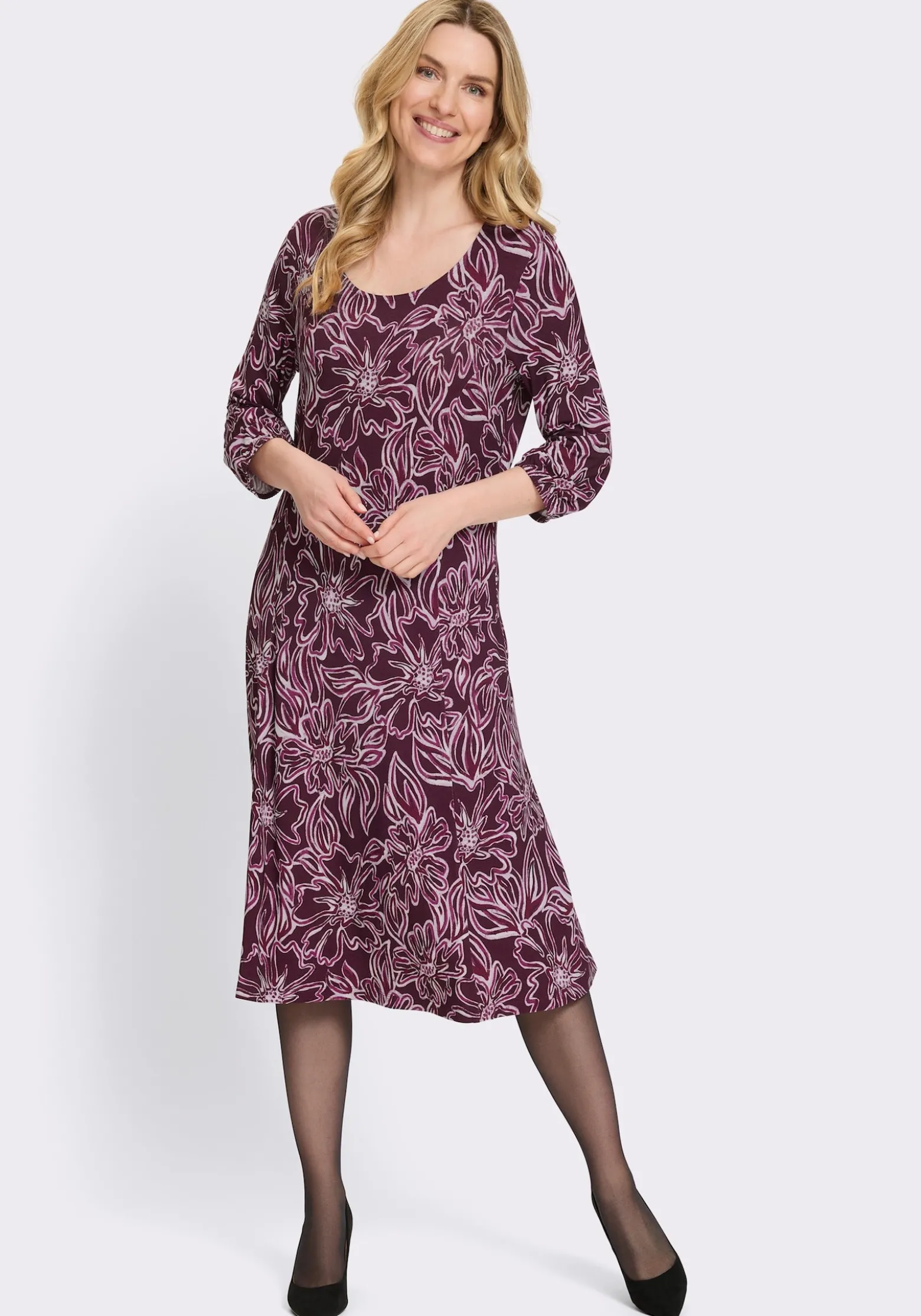 Jerseykleid mit 3/4-Ärmeln