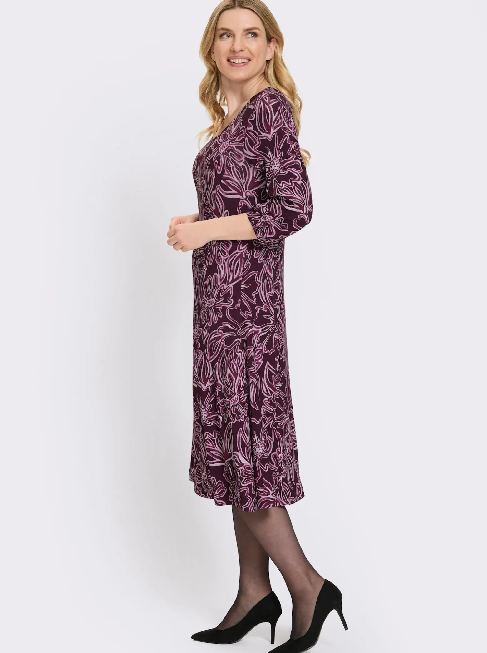 Jerseykleid mit 3/4-Ärmeln