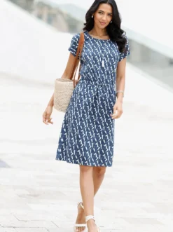 Jerseykleid mit Rundhals-Ausschnitt