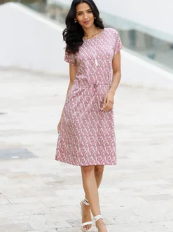 Jerseykleid mit Rundhals-Ausschnitt