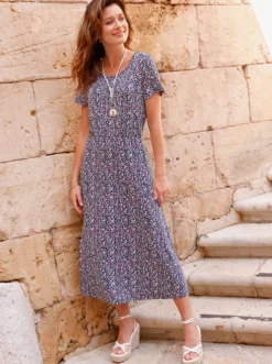 Jerseykleid mit Taillen-Gummizug