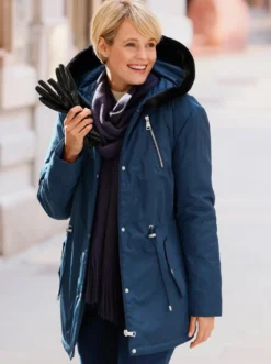 Kapuzenjacke mit Pelz-Imitat-Besatz