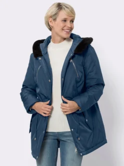 Kapuzenjacke mit Pelz-Imitat-Besatz