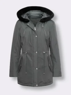 Kapuzenjacke mit Pelz-Imitat-Besatz