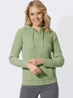 Kapuzenpullover in Rippen-Optik