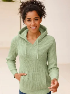 Kapuzenpullover in Rippen-Optik