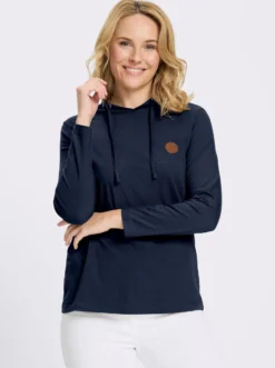 Kapuzenshirt mit Lederimitat-Patch vorne