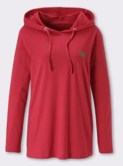 Kapuzenshirt mit Lederimitat-Patch vorne