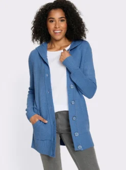 Kapuzenstrickjacke mit Känguru-Taschen