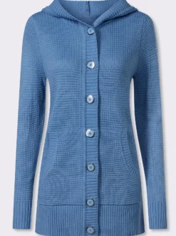 Kapuzenstrickjacke mit Känguru-Taschen