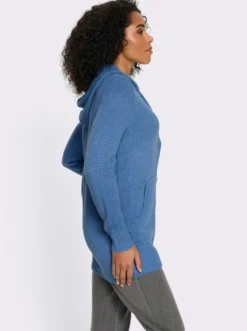 Kapuzenstrickjacke mit Känguru-Taschen