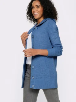 Kapuzenstrickjacke mit Känguru-Taschen