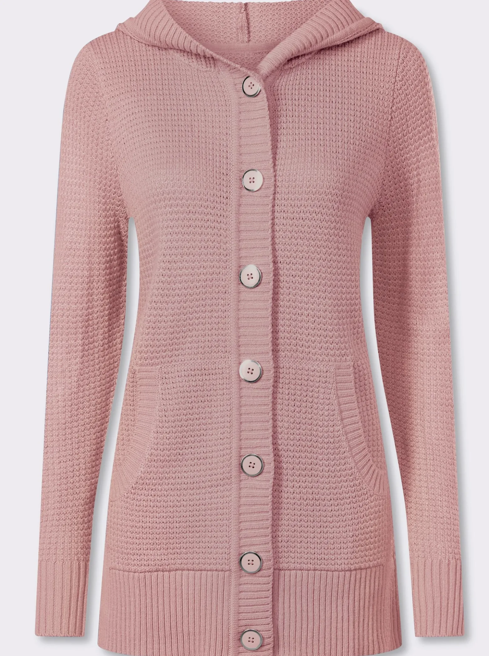 Kapuzenstrickjacke mit Känguru-Taschen