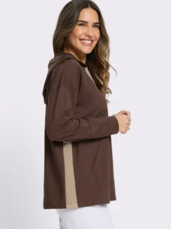 Kapuzensweatshirt mit Kontrast-Streifen
