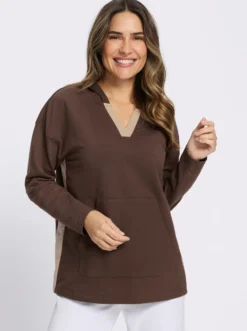 Kapuzensweatshirt mit Kontrast-Streifen