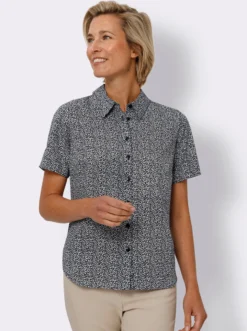 Kurzarm-Bluse im floralen Dessin
