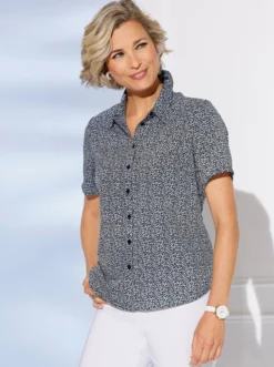 Kurzarm-Bluse im floralen Dessin