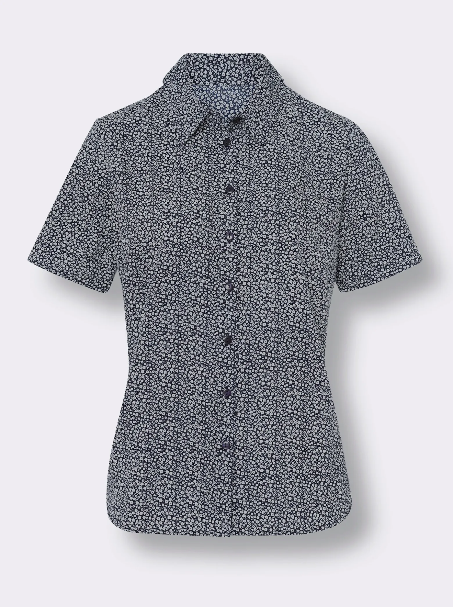 Kurzarm-Bluse im floralen Dessin