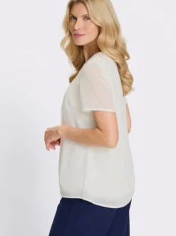 Kurzarm-Bluse in Georgette-Qualität