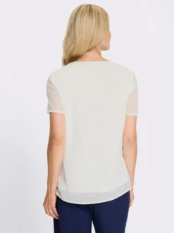 Kurzarm-Bluse in Georgette-Qualität