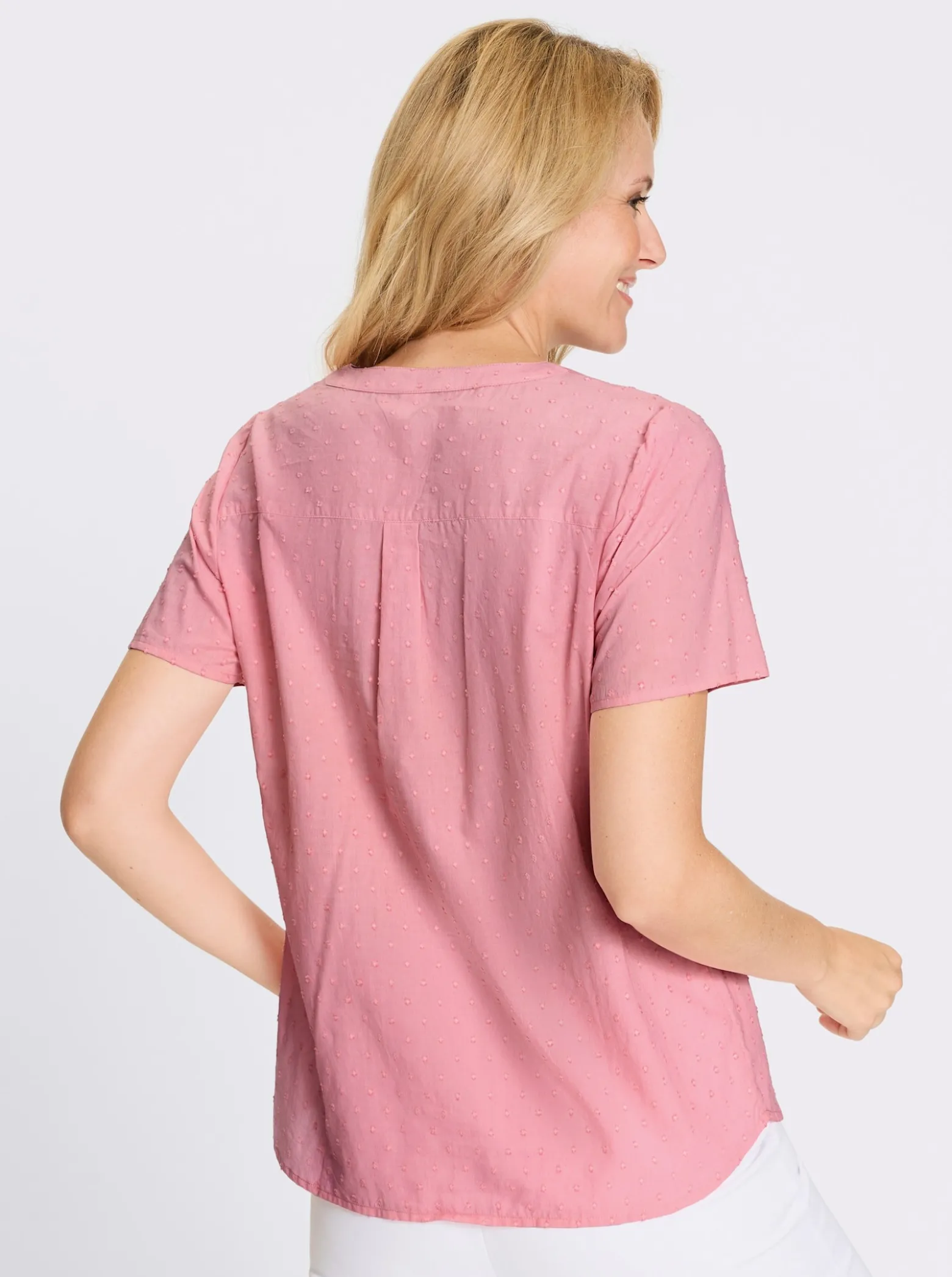 Kurzarm-Bluse in Struktur-Qualität
