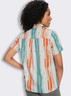 Kurzarm-Bluse mit abgerundetem Saum