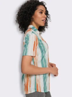 Kurzarm-Bluse mit abgerundetem Saum