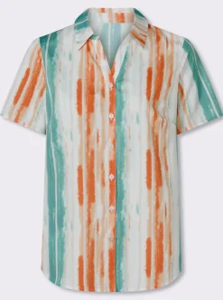 Kurzarm-Bluse mit abgerundetem Saum