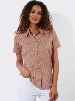 Kurzarm-Bluse mit abgerundetem Saum