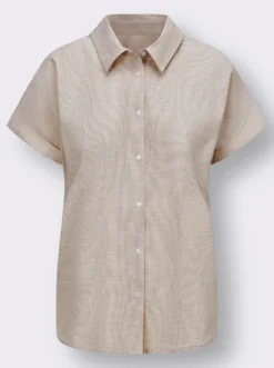 Kurzarm-Bluse mit abgerundetem Saum