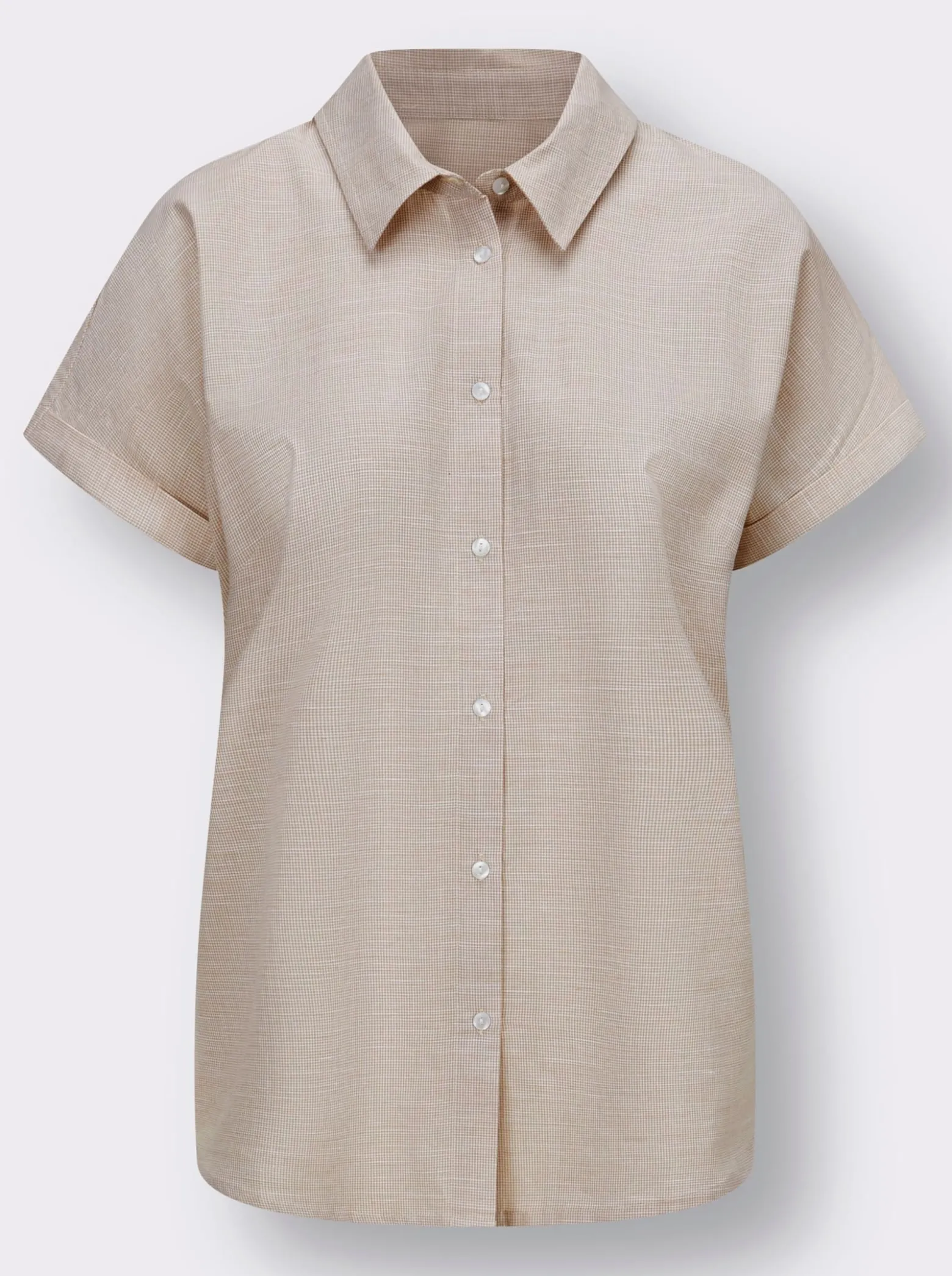 Kurzarm-Bluse mit abgerundetem Saum