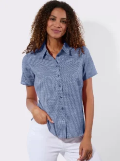 Kurzarm-Bluse mit abgerundetem Saum