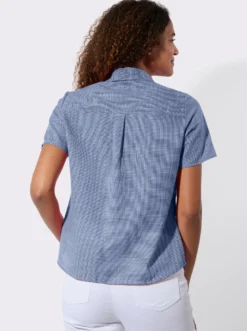 Kurzarm-Bluse mit abgerundetem Saum