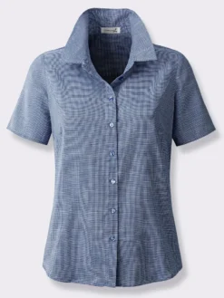 Kurzarm-Bluse mit abgerundetem Saum