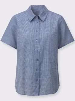 Kurzarm-Bluse mit abgerundetem Saum