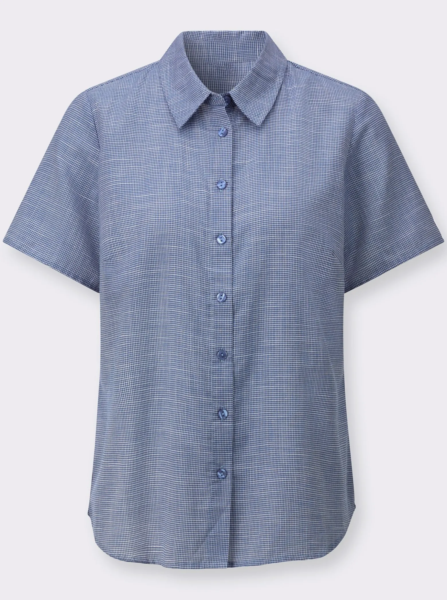 Kurzarm-Bluse mit abgerundetem Saum