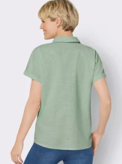 Kurzarm-Bluse mit abgerundetem Saum