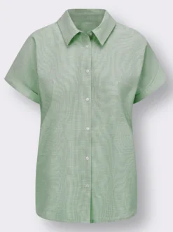 Kurzarm-Bluse mit abgerundetem Saum