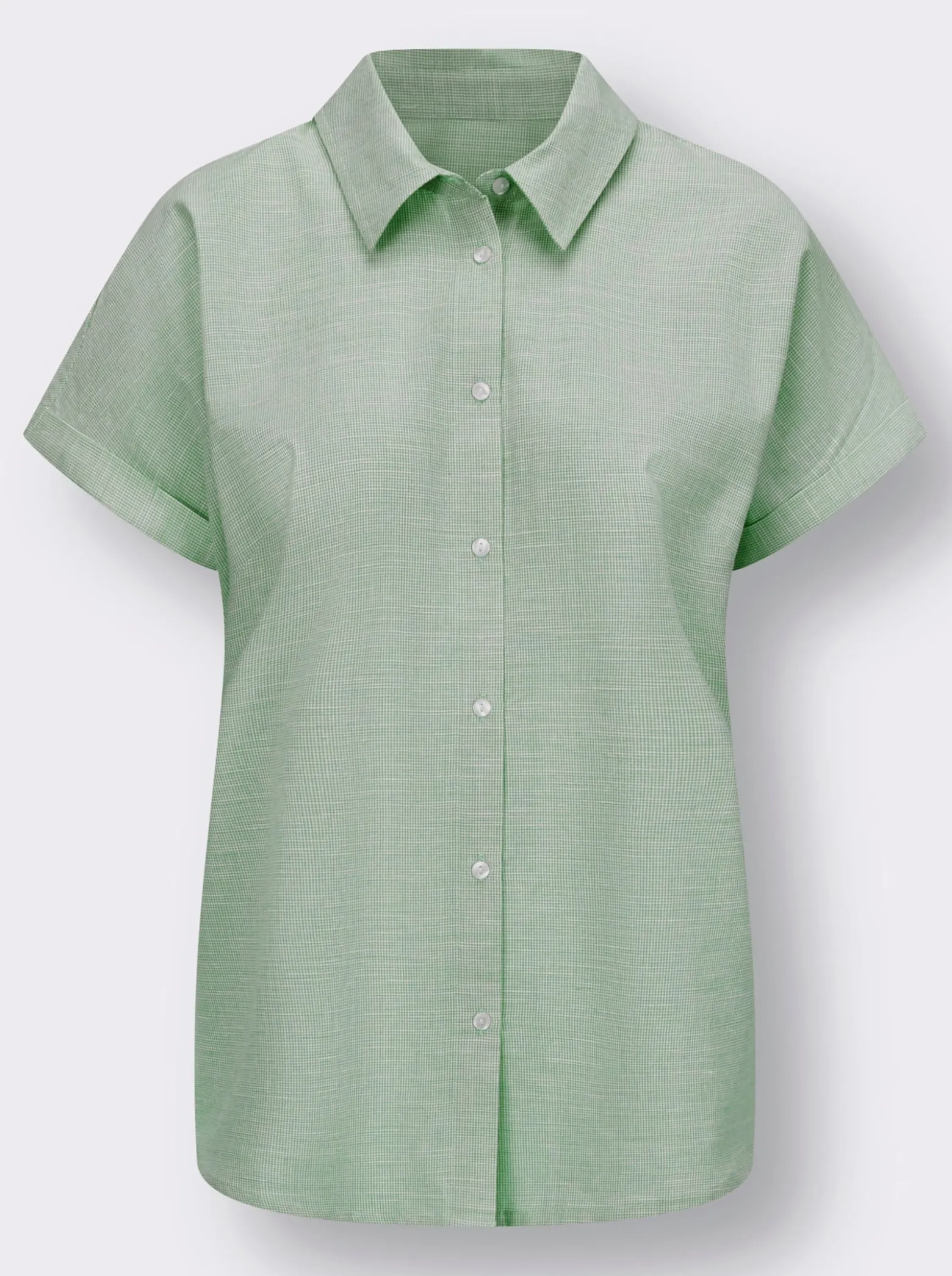 Kurzarm-Bluse mit abgerundetem Saum