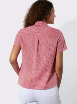 Kurzarm-Bluse mit abgerundetem Saum