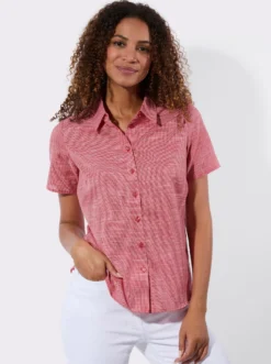 Kurzarm-Bluse mit abgerundetem Saum