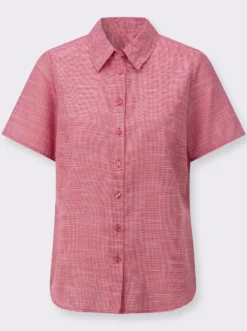 Kurzarm-Bluse mit abgerundetem Saum