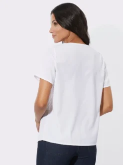 Kurzarm-Bluse mit Blütendruck